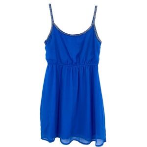 Anthropologie Bird Cage Blue Beaded Slip Dress